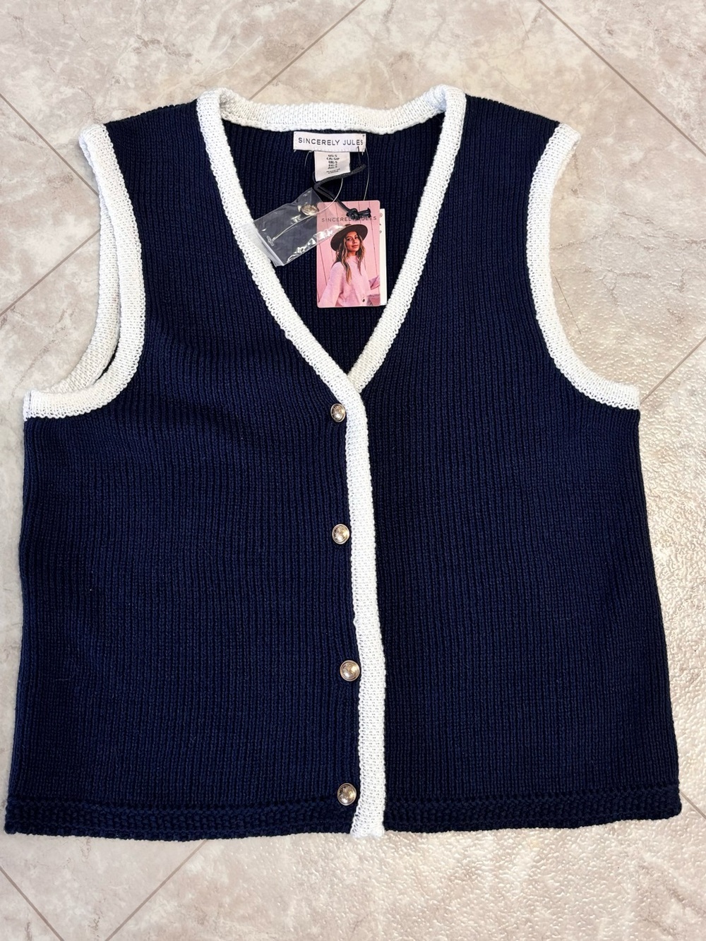 Sincerely Jules New With Tags Navy Summer Sweater Vest Small